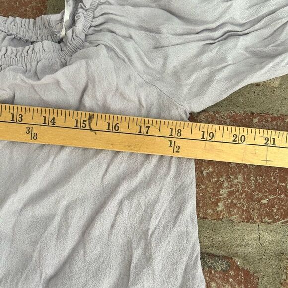 ASTR The Label Purple Blouse Laser Cut Puff Sleeve Boho Crop Small - Picture 5 of 7